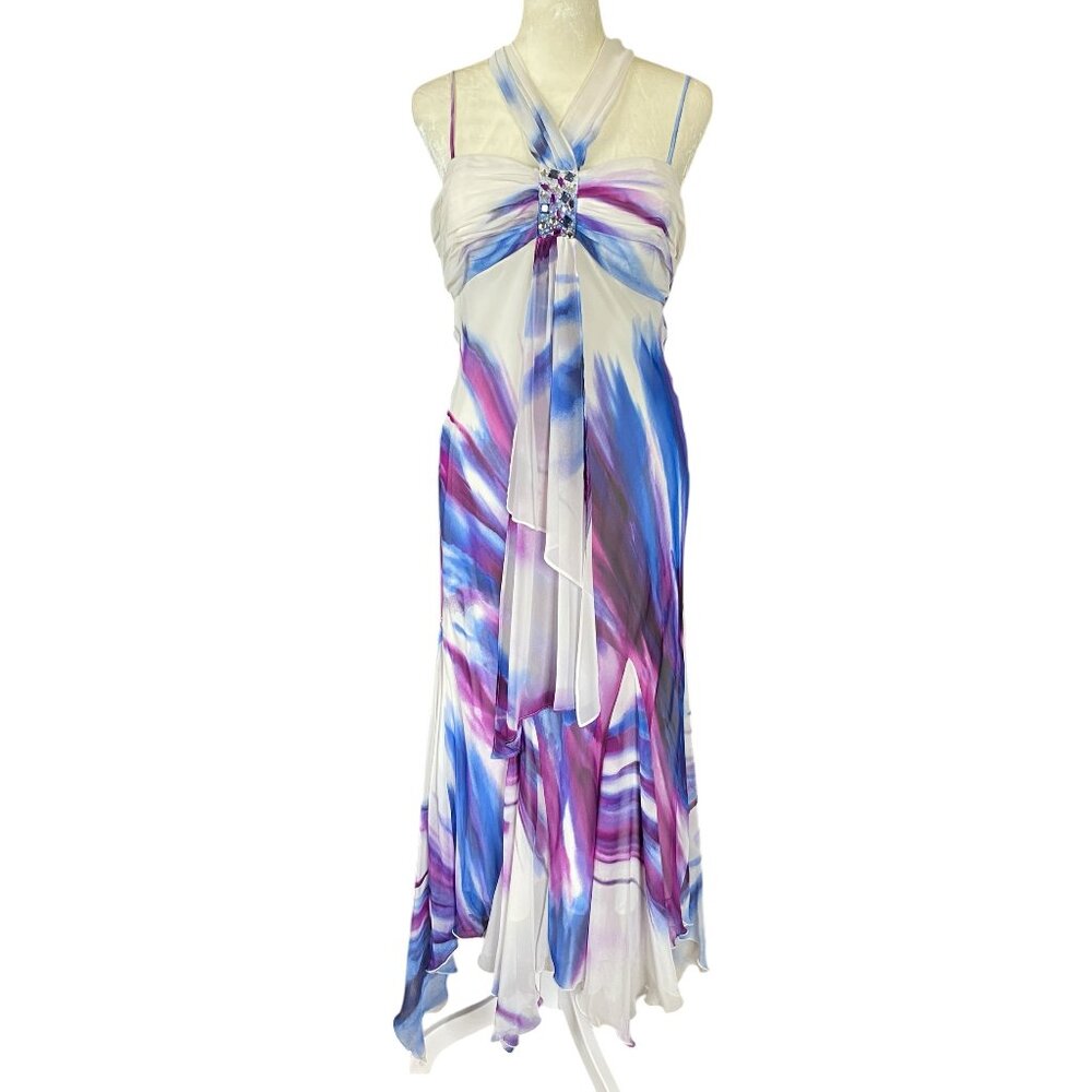 S.L. Fashions 8 multicolored sheer fully lined maxi dress padded embellished